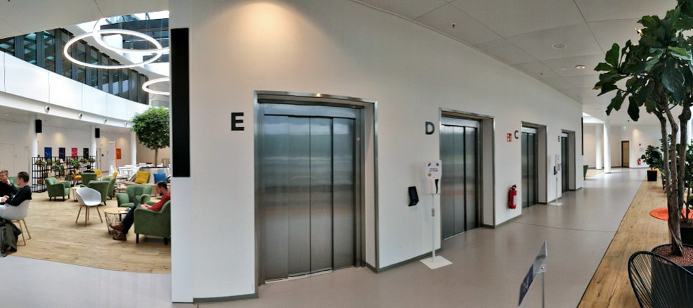 Elevators in the trivago lobby